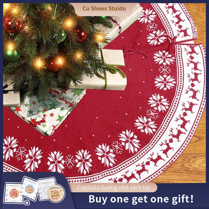 New Arrival Elk Knitwear~Gift Christmas Tree Skirt Knitted Tree Skirt Snowflake Gift Tree Skirt Chri