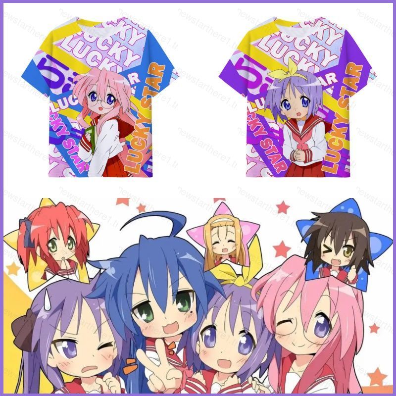 Áo thun mùa hè tay ngắn với hình ảnh đầy đủ của Izumi Konata Hiiragi Kagami