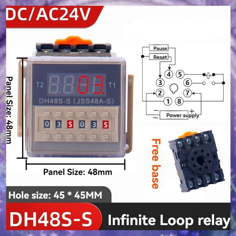 [r3jylk02.vn] Rơle thời gian DH48S-S 12V Công tắc rơle thời gian lập trình LED kỹ thuật số 12V 24V 3