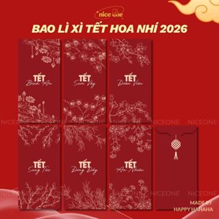  Set bao lì xì Tết 2026 Thiết kế Hoa lá mùa xuân Hoa Sen Tết Gia Đình Đoàn Viên - Giấy C150 dày cán màng cao cấp 