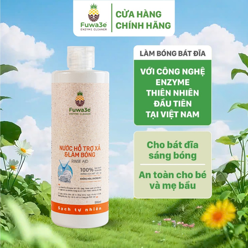 Nước Làm Bóng Bát Đĩa Fuwa3e Giúp Sáng Bóng Hoàn Hảo Thành Phần Enzyme Sinh Học Chai 500ml