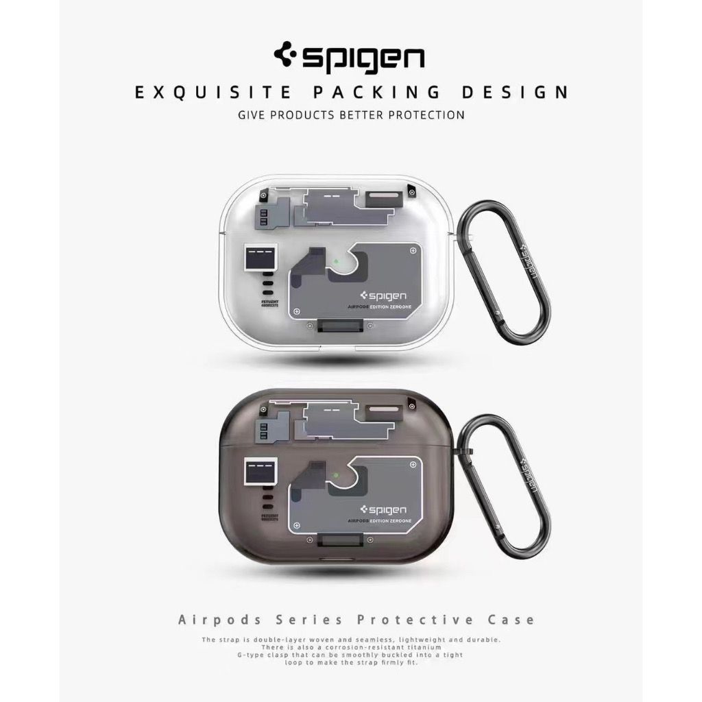 Ốp điện thoại Silicon Spigen Ultra Hybrid Zero One có móc cho AirPods Pro 3 AirPods 4 AirPods Pro 2 