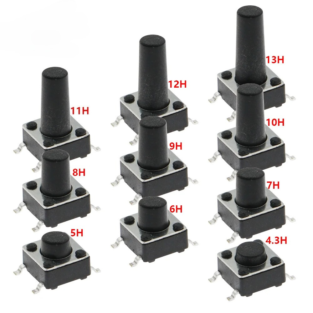 Bộ 50 SMD Switch 6 * 6 * 4.3mm 5 / 6 / 7 / 8 / 9 / 10 / 11 / 12 / 13 / 14 / 17 6X6 4Pin Tactile Tact