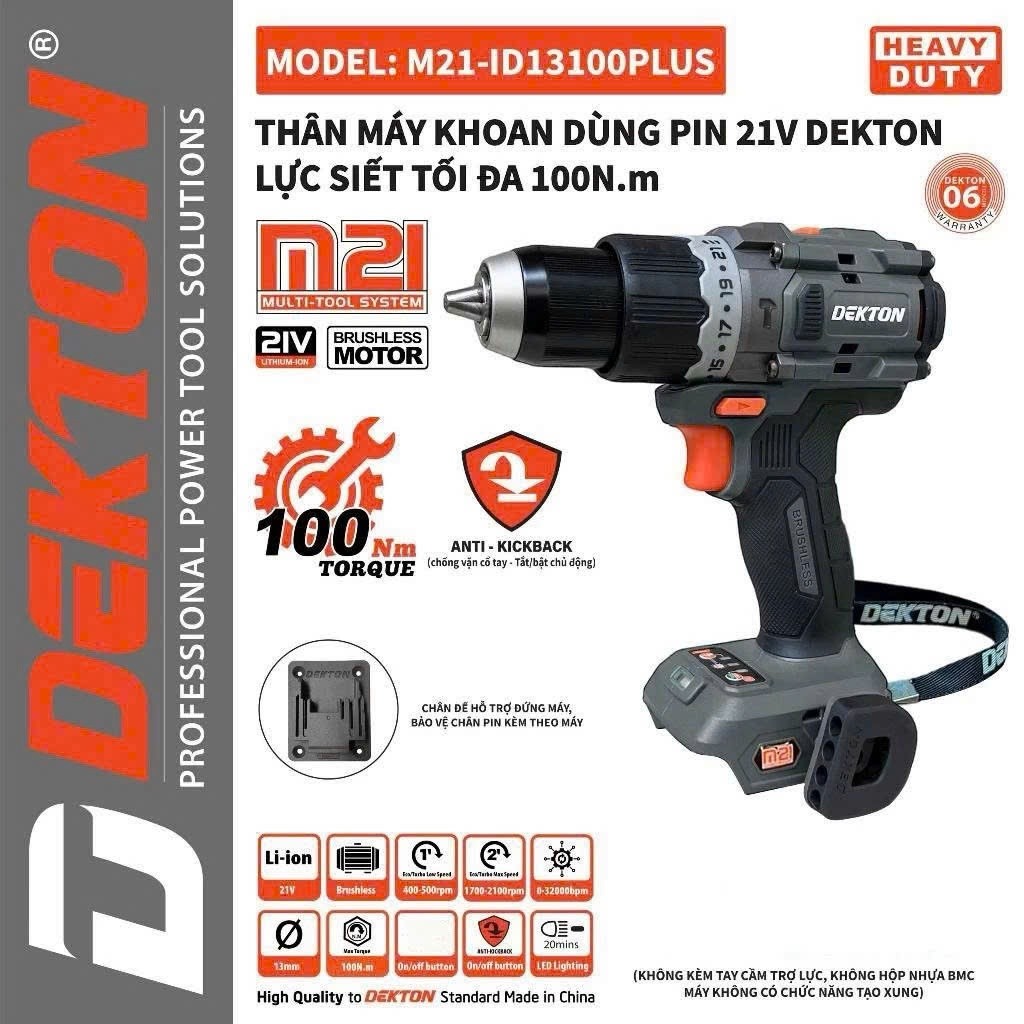 Máy Khoan 3 Chức Năng 21V Dekton M21-ID13100PLUS (Hộp giấy)