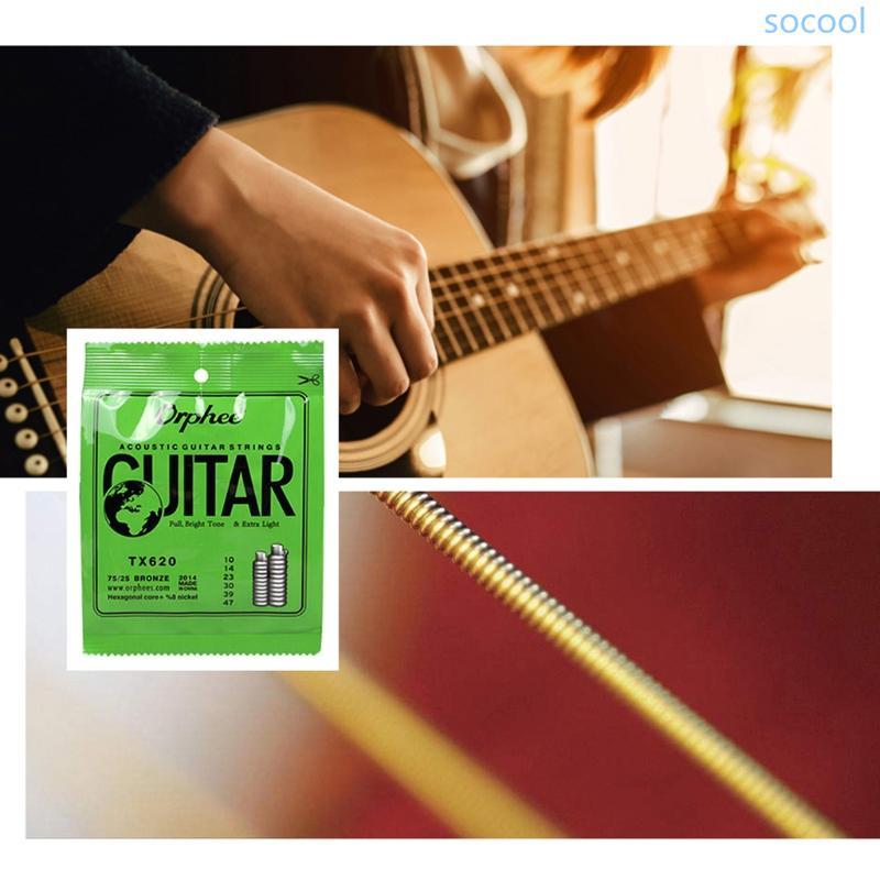 1 Set TX620 Acoustic Guitar Strings Hexagonal Core Phosphor Bronze Strings