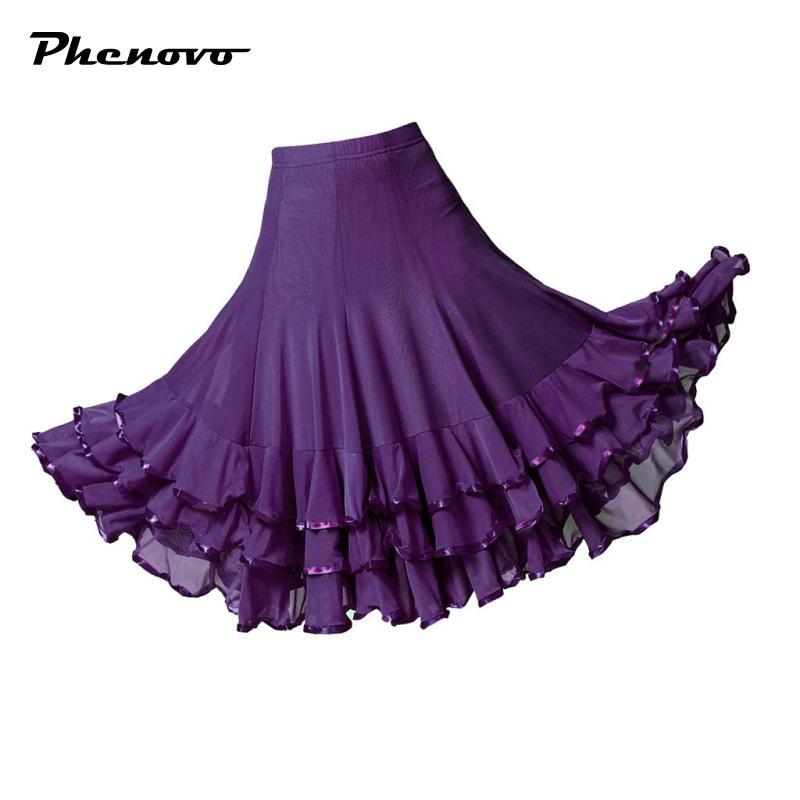 Phenovo Váy khiêu vũ nữ Váy khiêu vũ Latin Váy xếp ly Phòng khiêu vũ Xoay trang phục khiêu vũ Váy kh