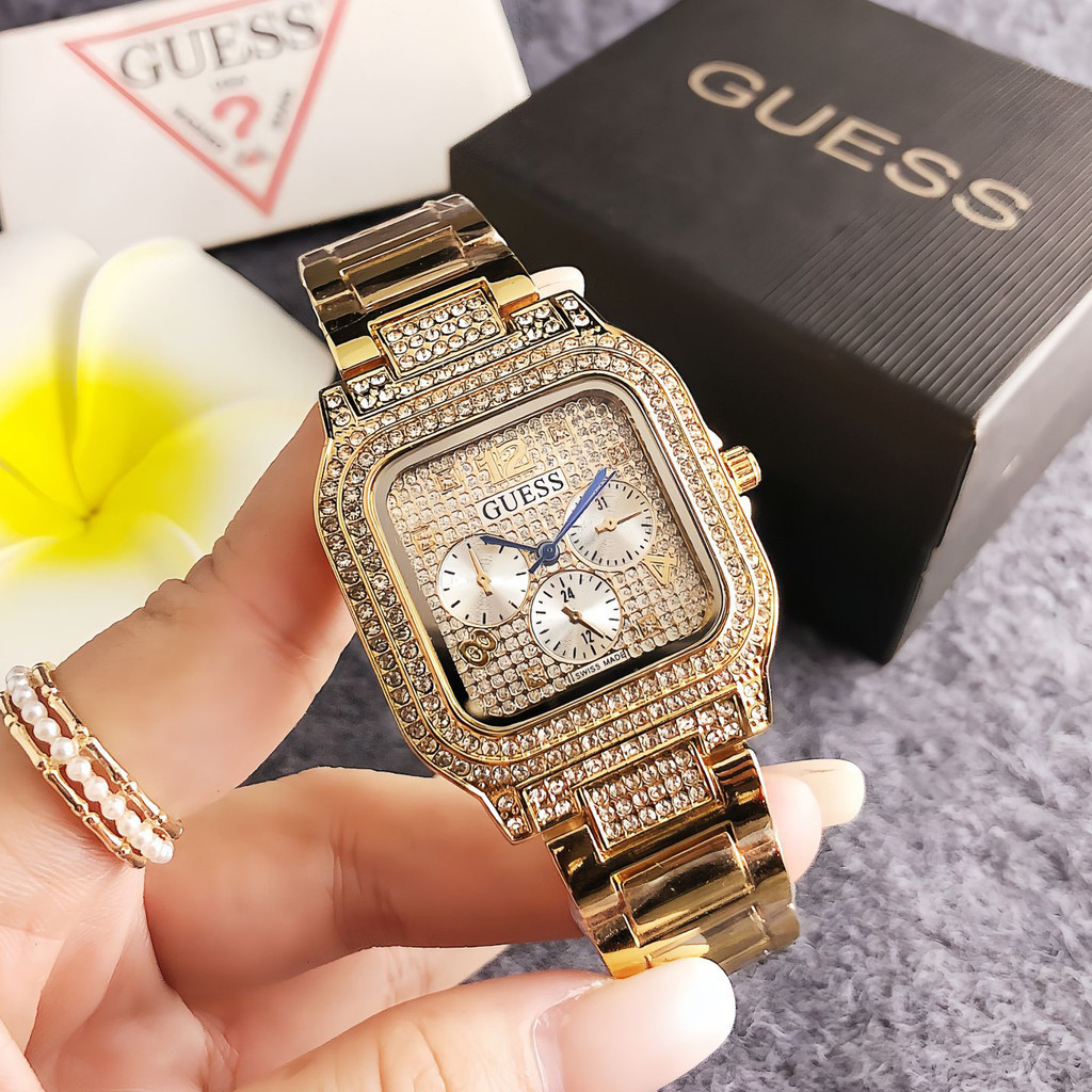 Đồng hồ đeo tay nữ Guess thời trang thông thường bằng thép giả lịch Đồng hồ nữ