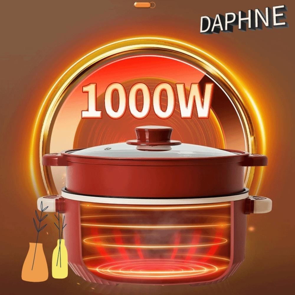 Mini Electric Pot DAPHS Red 1000W Non-Stick Multi-Functional Household Sukiyaki Hot Pot With Lid Kit