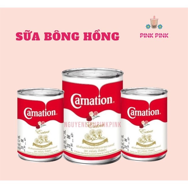 [ KHÔNG HỎA TỐC - THÙNG 48 LON ] SỮA LON THÁI BÔNG HỒNG CARNATION 385G - THÁI LAN