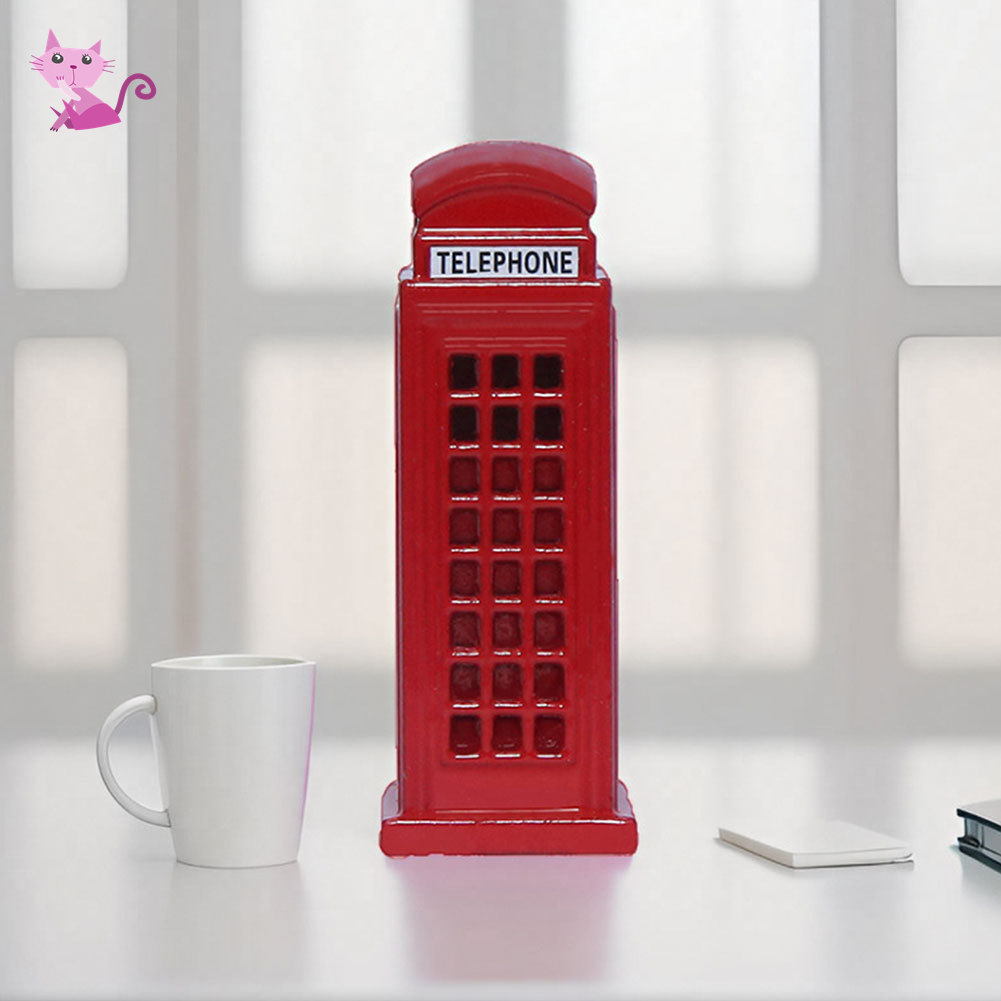 Vintage Kim Loại Anh Điện Thoại Hộp Trang Trí Nhỏ Gọn Thủ Công Kim Loại London Điện Thoại Kiosk Retr