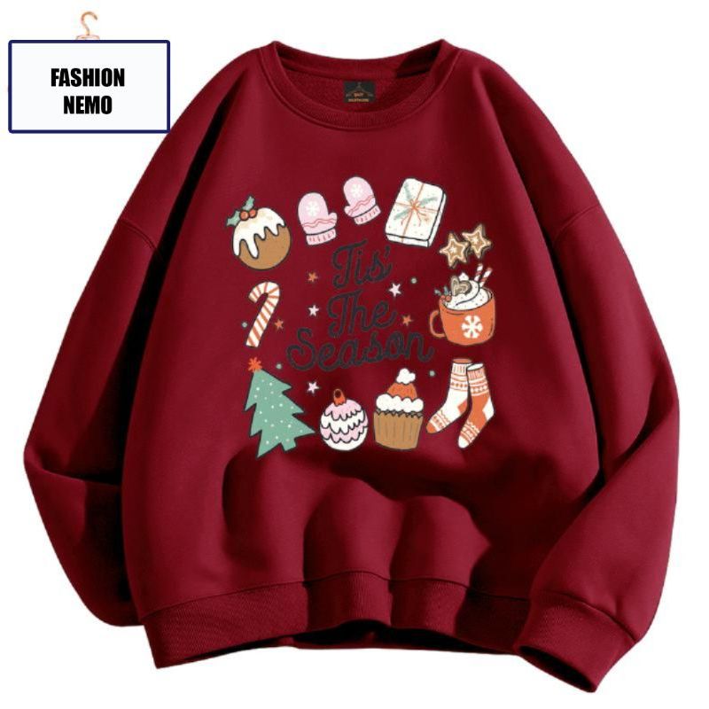 Áo sweater NOEL TIS THE SEASON chất nỉ bông form rộng KONOVA