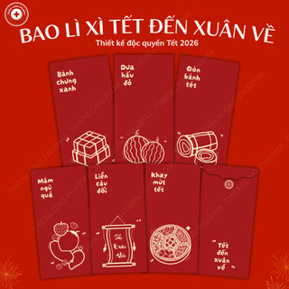   Sỉ 120 cái  Bao lì xì tết 2026 lì xì Tết Đến Xuân Về thiết kế mới nhất giấy C150 cán màn màu in sắc nét 