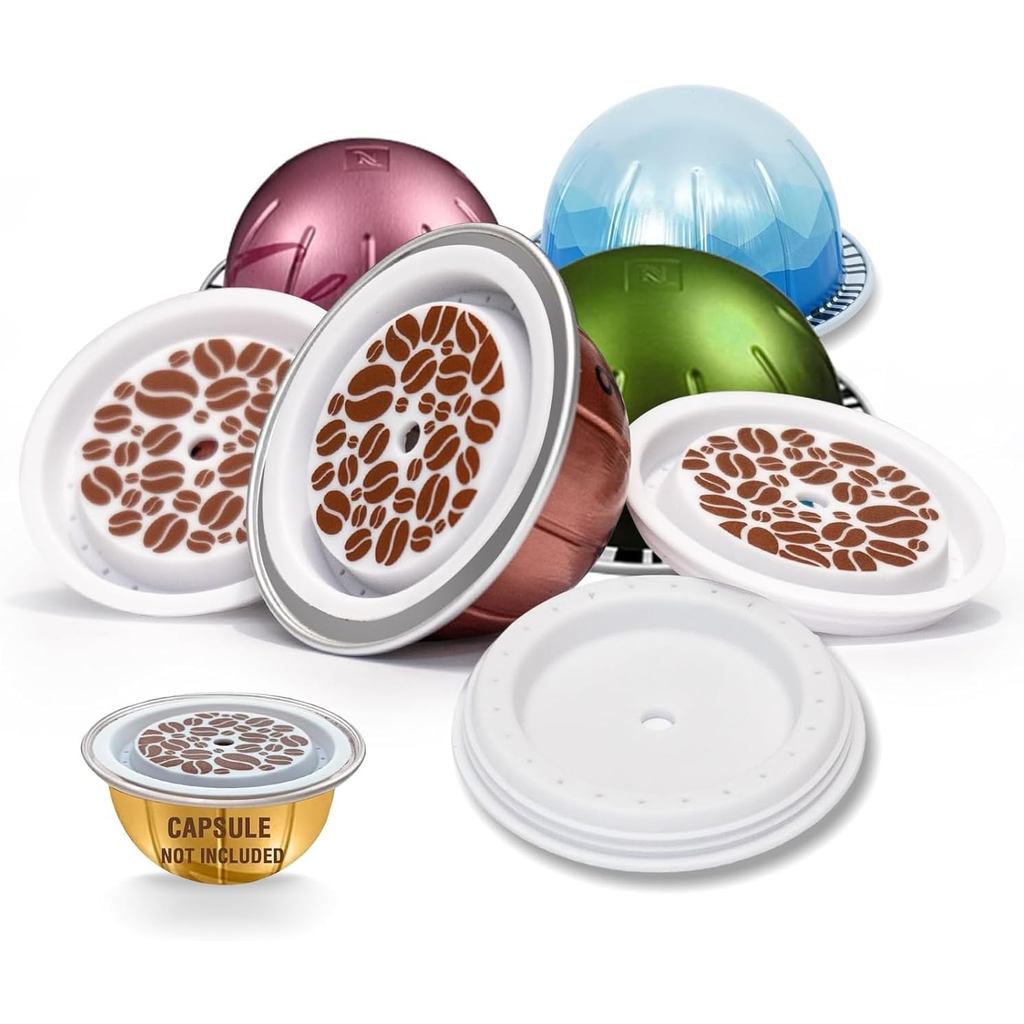 Nắp có thể tái sử dụng cho Vertuo, 4 chiếc Silicon cấp thực phẩm cho Nespresso Pods có thể tái sử dụ