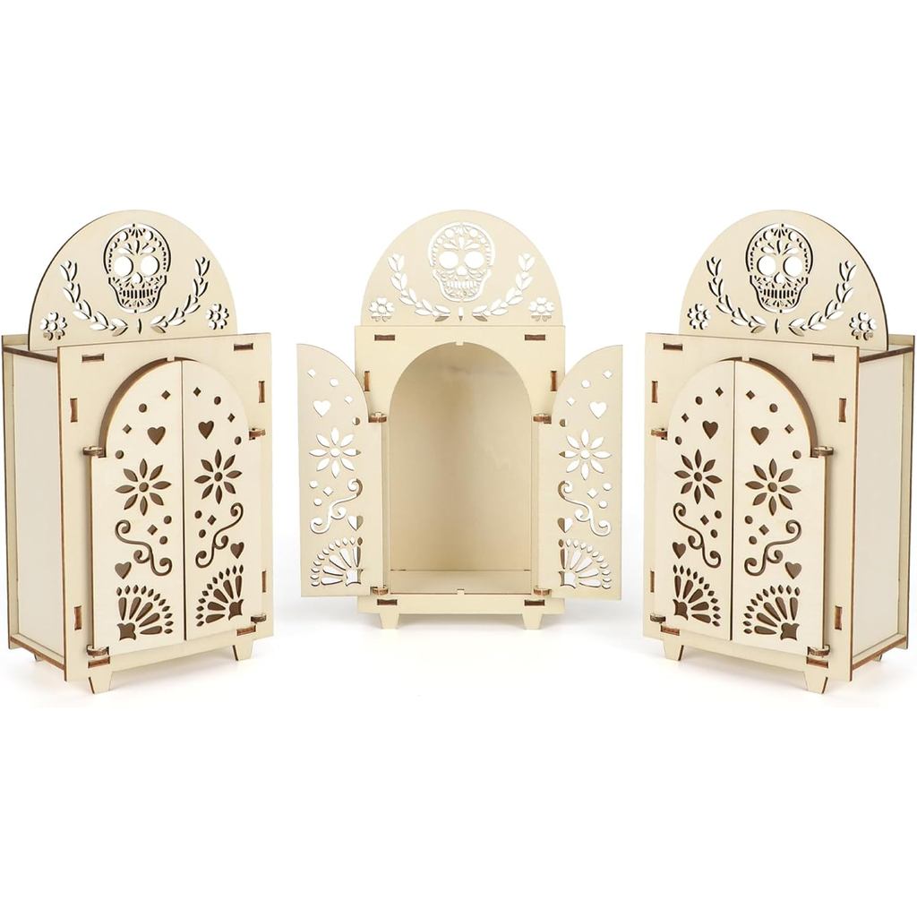 Dia De Los Muertos Ofrenda Altar Kit, 3 Bộ Mini Ofrenda Altar Shadow Box, Ngày Gỗ Chết Nhỏ Ofrenda A