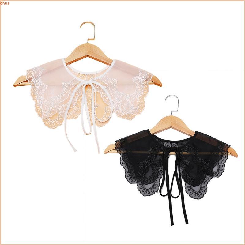 Khăn Choàng Cổ Nữ Thêu Ren, Hai Layer, Dễ Tháo Rời