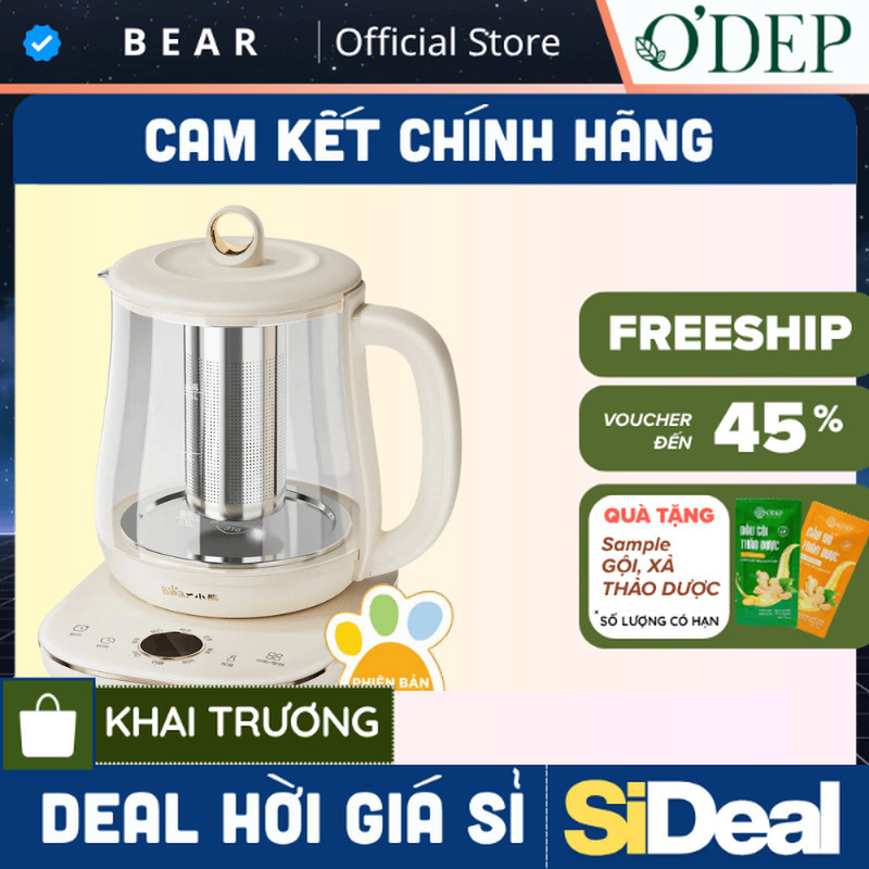 Ấm đun trà siêu tốc 1.5L Bear YSH-E15M1 - bình giữ nhiệt 8 chế độ pha chế, hẹn giờ giữ ấm - SIDEAL S