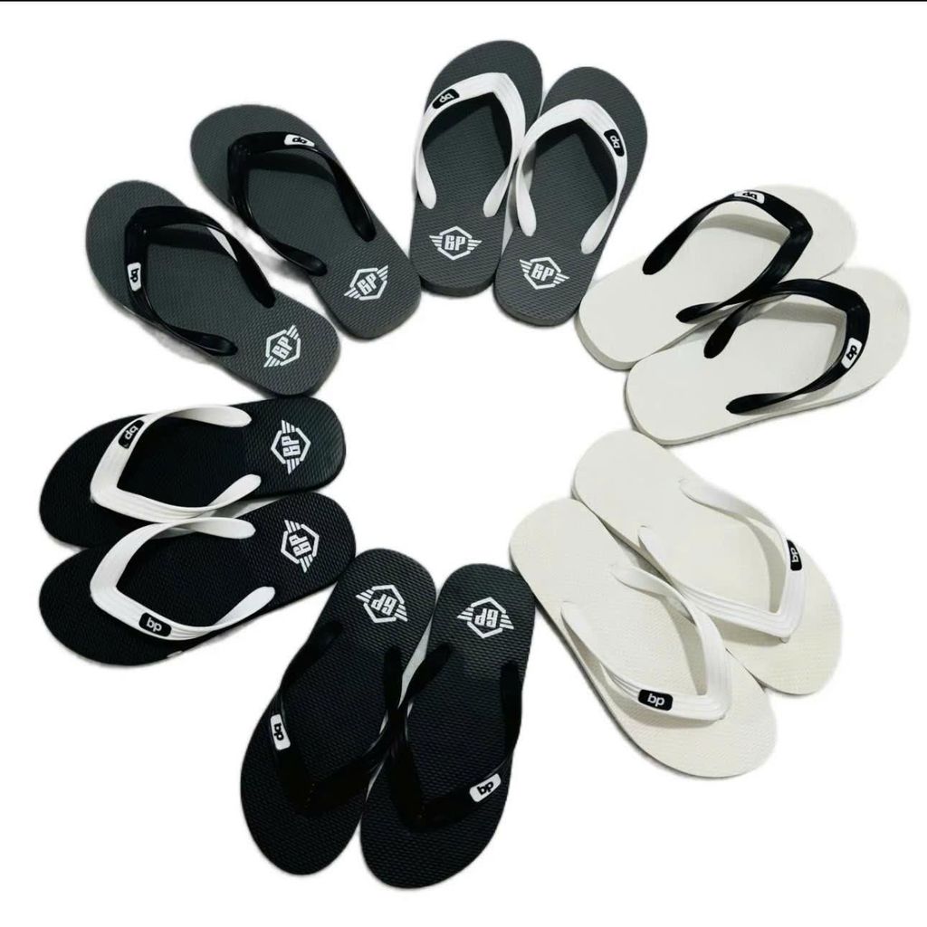 Dép Tông Nam Đi Biển logo bp nguyên khối mút nhẹ Đế Bằng, Kẹp BP