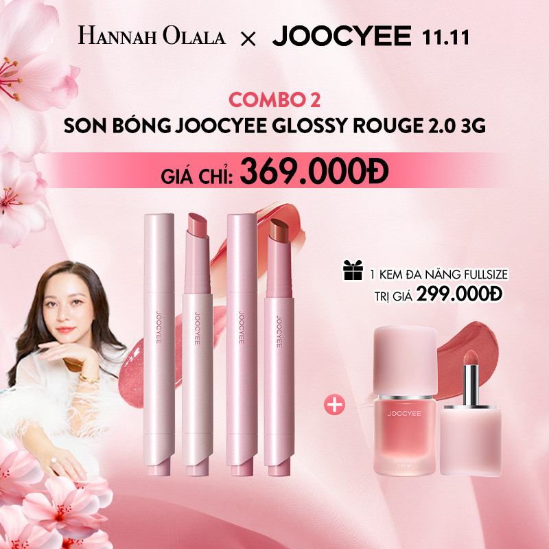   HANNAH OLALA  Combo 2 Son Bóng JOOCYEE Glossy Rouge 2.0 3g 