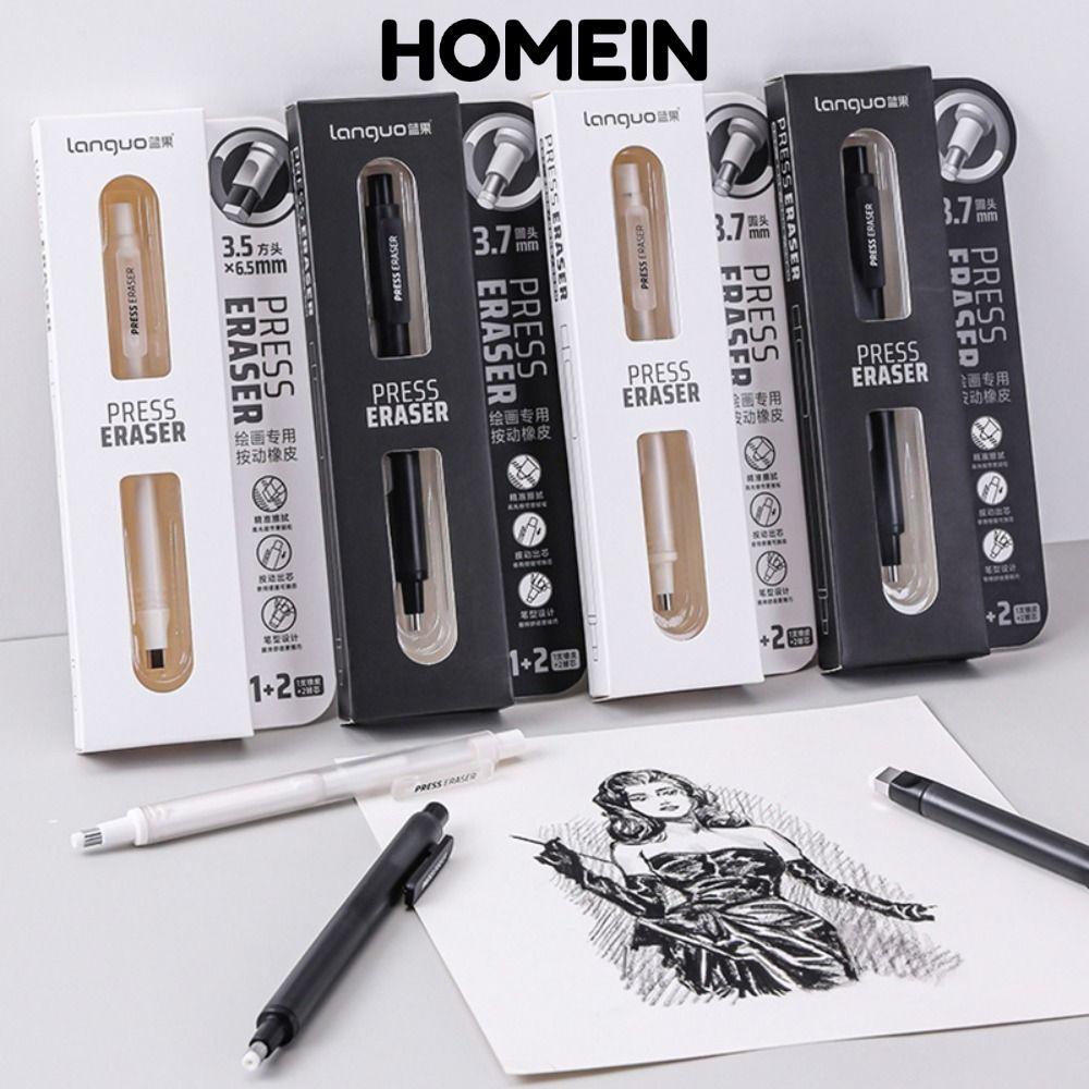 HOMEIN Press Eraser Set, Refillable Press Mechanism Eraser Pen, Simple No Debris Highlight Eraser Tá