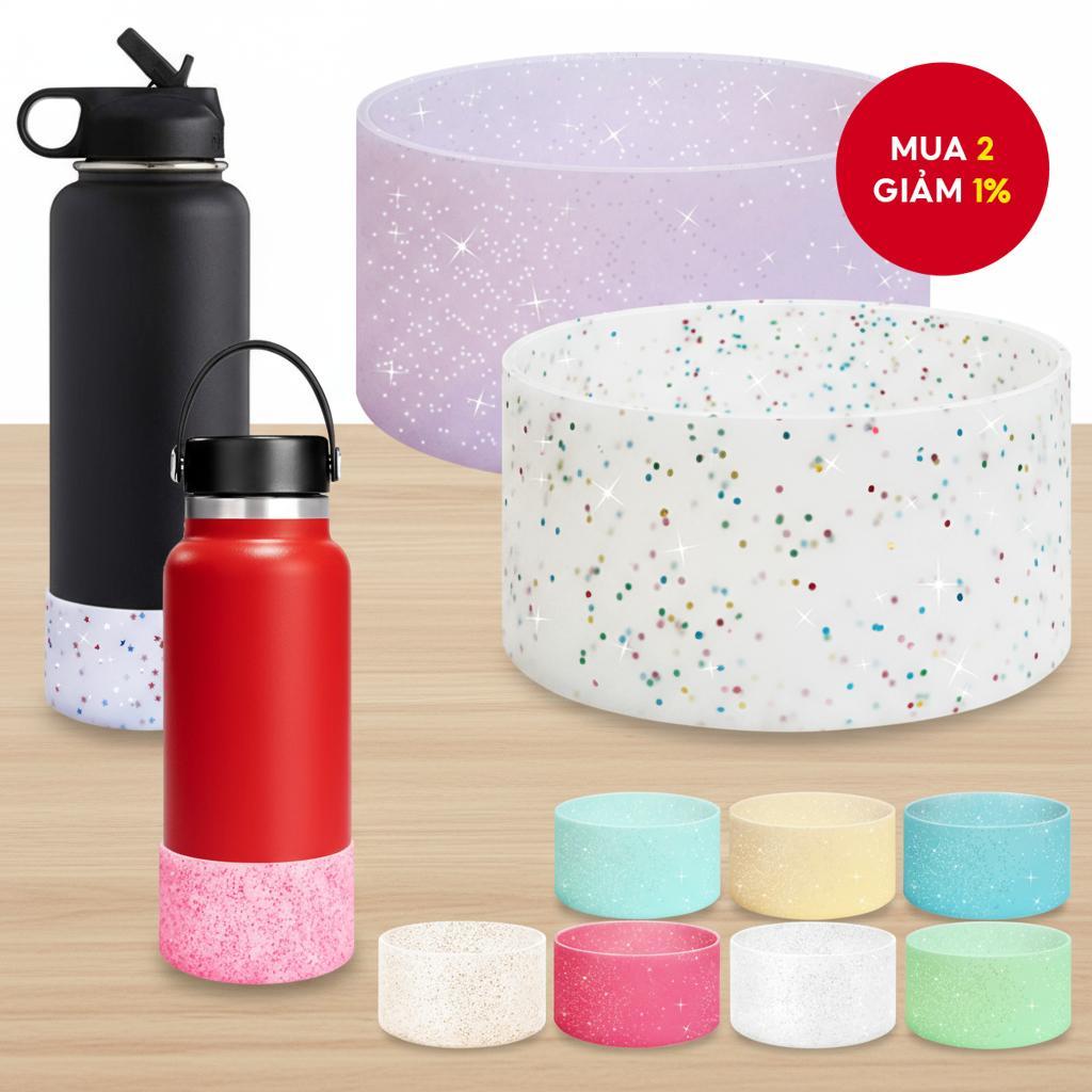 Bling Silicone Protective Boot Sleeve cho bình nước Aquaflask Hydro Flask 12oz-24oz 32/40oz Glitter 