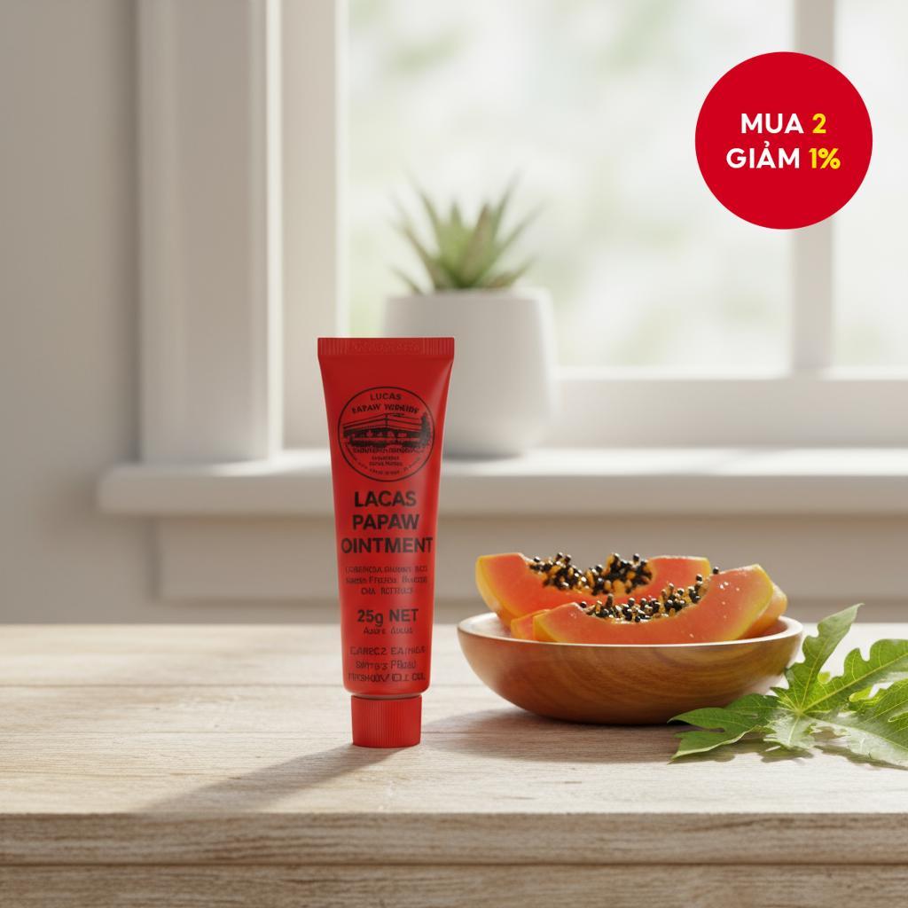 Son dưỡng đu đủ Lucas 25g - Dưỡng môi, phục hồi da, mụn và bỏng