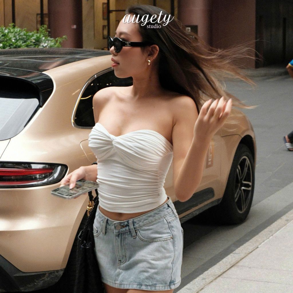 Áo Ống Xoắn Ngực Nhún Chiết Eo Công Nghệ Vải Siêu Mỏng Mát Co Giãn Augety Studio, FOLIE Twisted Tube Top | BigBuy360 - bigbuy360.vn