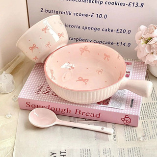 [Nắng] Set Bát Sứ Hình Nơ Xinh Xắn 3 Món Cao Cấp Loại 1 – Bát Sứ Ăn Cơm, Đựng Mì, Salad Dễ Thương