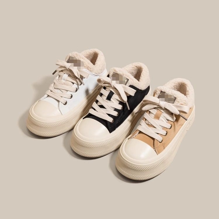 Giày Hai Cánh Mùa Đông 2025 Nữ Niche Thiết Kế Ấm Áp Giày Thể Thao Hai Cánh Lông Cừu Nữ Ấm Áp Giải Tr