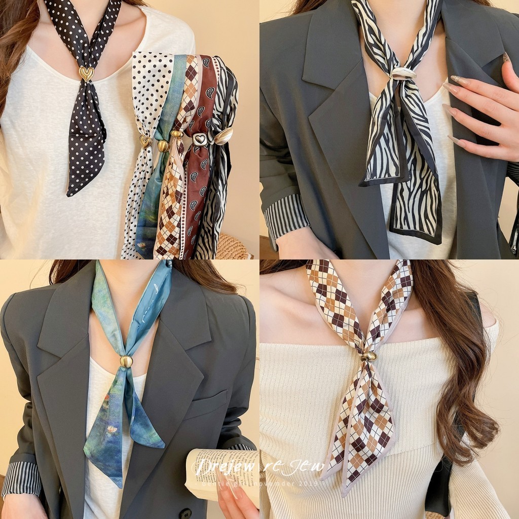 Bộ dây buộc khăn quàng cổ DREJEW có khóa trang trí, phù hợp thời trang cho văn phòng và hàng ngày
