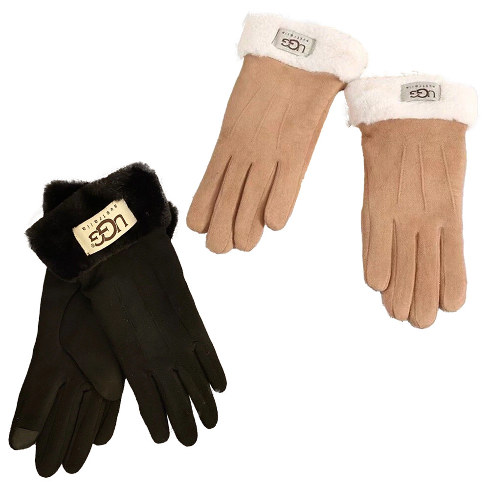 Women Gloves Winter Touch Screen Suede Warm Full Finger Gloves Lady  Gloves