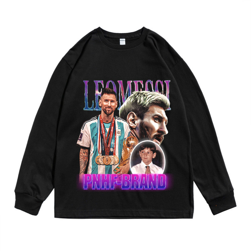 Bóng đá Argentina Leo Messi Leo Messi Áo thun Cotton dài tay in hình Mỹ
