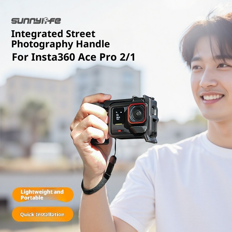 Sunnylife Thích Hợp Cho Insta360 Ace Pro 2 / 1 Tay Cầm Chụp Hình Đường Phố Phát Hành Nhanh Lồng Thỏ 