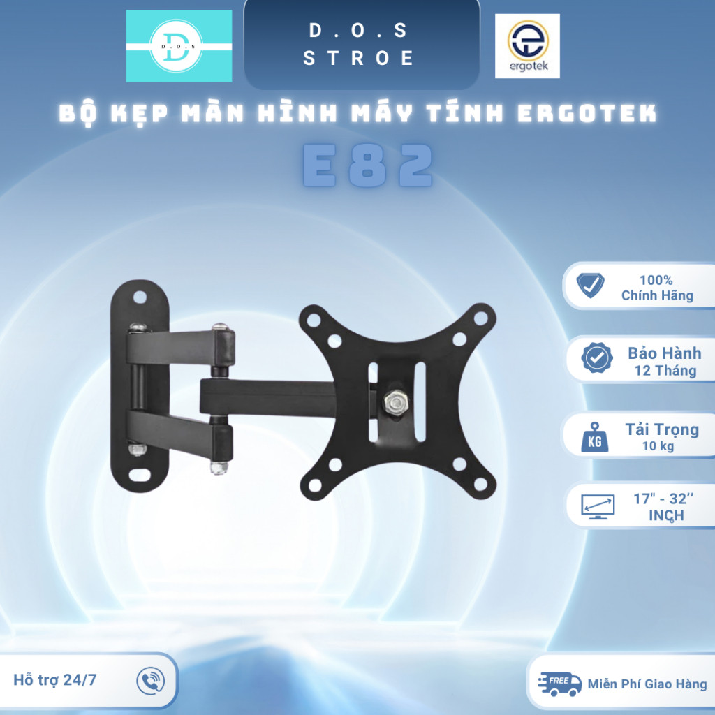 [E82] [ErgoTek] Giá Treo Màn Hình Máy Tính Gắn Tường Xoay 180° [14" -  32" Inch] Monitor Mount