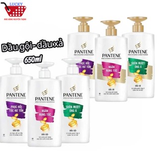   Mẫu mới  Dầu gội Dầu xả Pantene 650ml Ngăn Rụng Tóc trị gàu phục hồi hư tổn - Nhập khẩu từ Thái Lan 