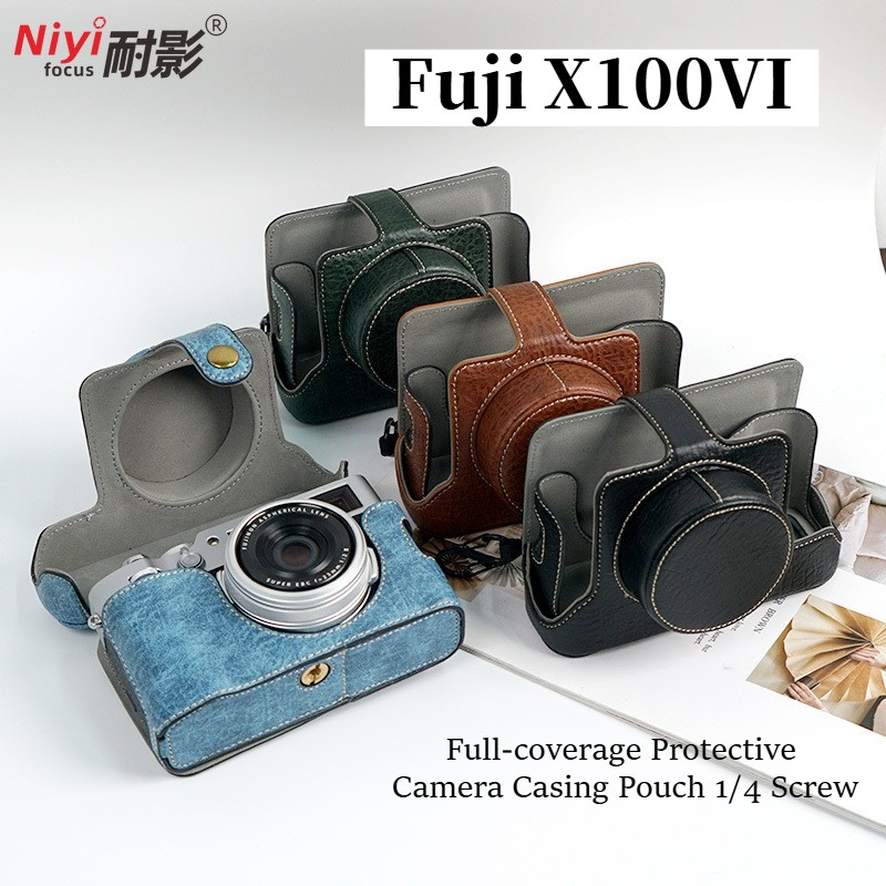 Túi đựng máy ảnh bằng da PU Fuji X100VI có dây đeo vai cho Fuji X-100 Mark 6 Phụ kiện máy ảnh Dây đe