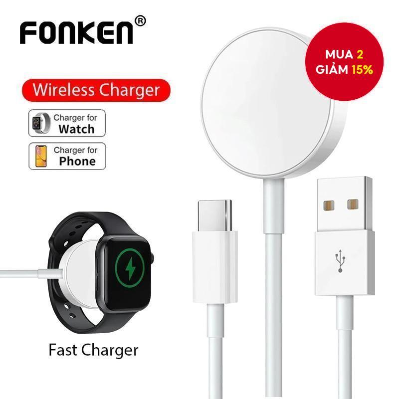 Đồng hồ Fonken USB C Bộ sạc không dây từ tính cho AP Watch Series 7 / 6 / 5 / SE / 4 / 3 / 2 / 1