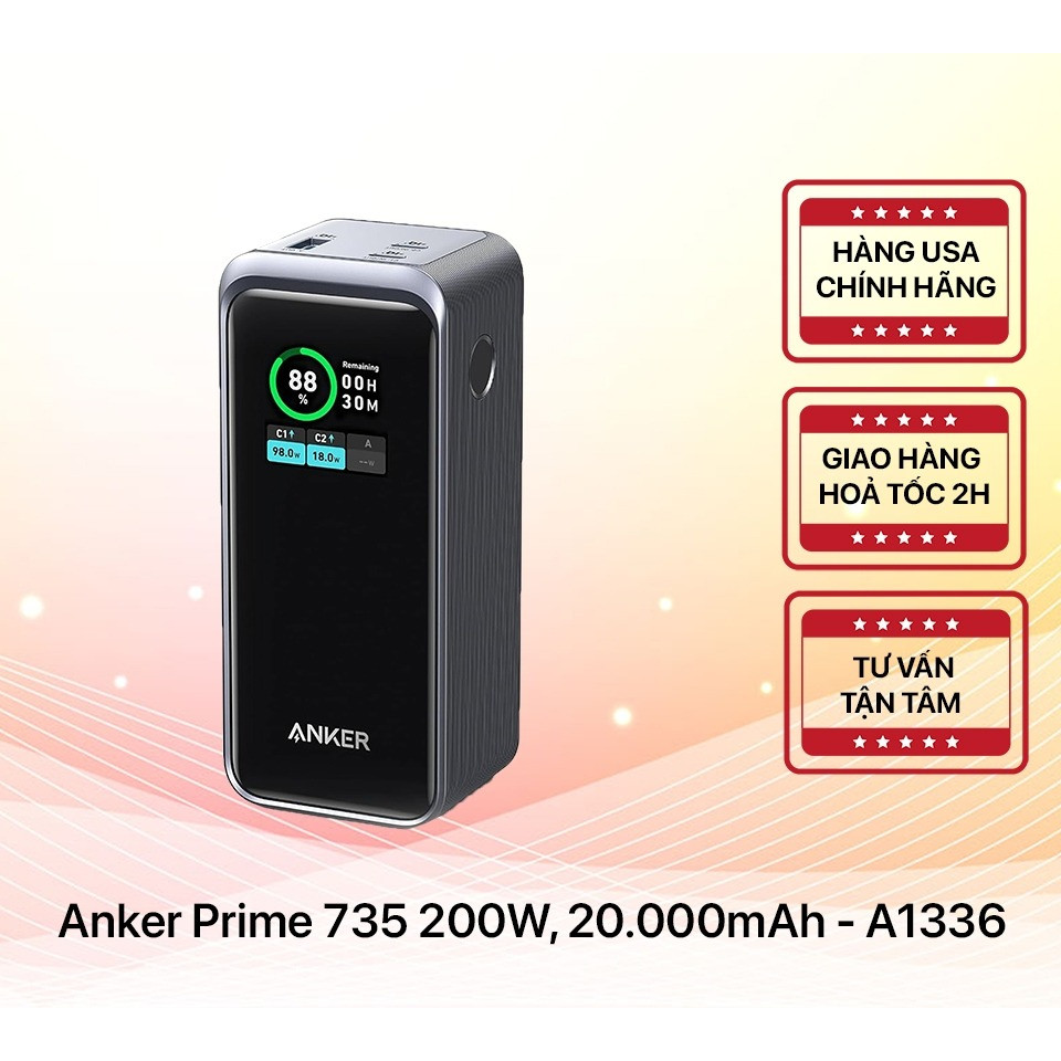 [HOẢ TỐC] Pin sạc dự phòng Anker Prime 735 PowerCore 200W, 20.000mAh - A1336