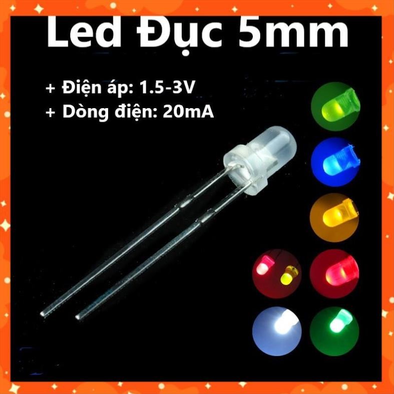 Led Đục Phi 5 - Led 5mm Các Màu Led Đỏ, Led Xanh Lá, Led Xanh Dương, Led Vàng, Led Trắng - Điện áp 1