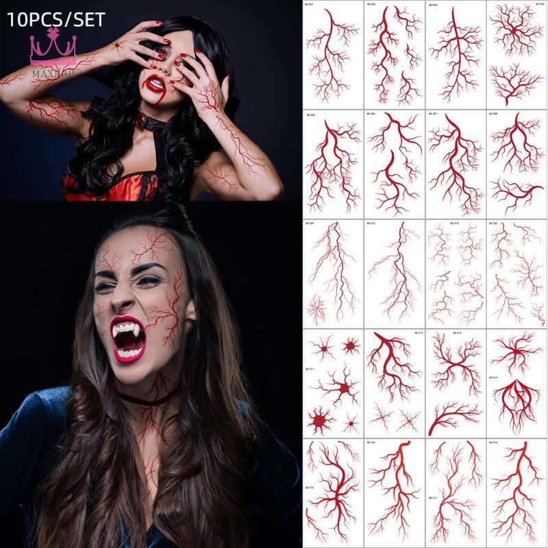 Maxrrh - Decal Hình Xăm Tĩnh Mạch Đáng Sợ cho Zombie Cosplay Halloween