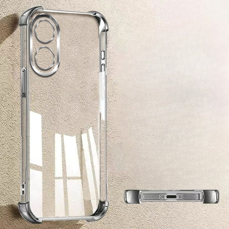 Ốp điện thoại chống sốc trong suốt mạ màu tím cho OPPO Reno 8T 4G Reno 8T 5G Vỏ chống sốc bốn góc Ac