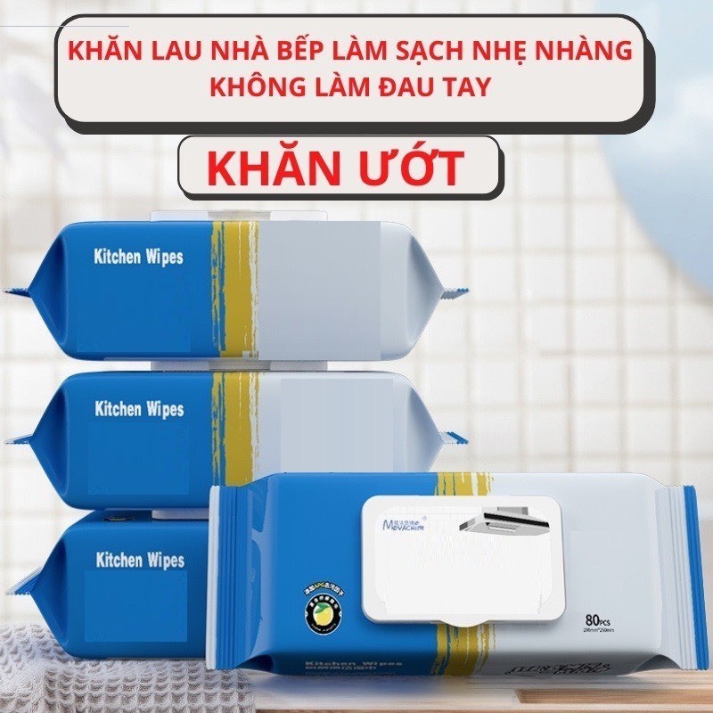 Thùng 10 Gói Khăn Ướt Lau bếp Đa Năng 1 Gói 80 Miếng - Siêu Nhẹ, Sạch Sâu, Tiết Kiệm