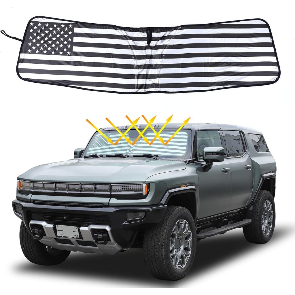 Dành Cho Hummer EV Phụ Kiện Kính Chắn Gió Tấm Che Nắng Cửa Sổ Phía Trước Có Thể Gập Lại Khối Cờ Mỹ T