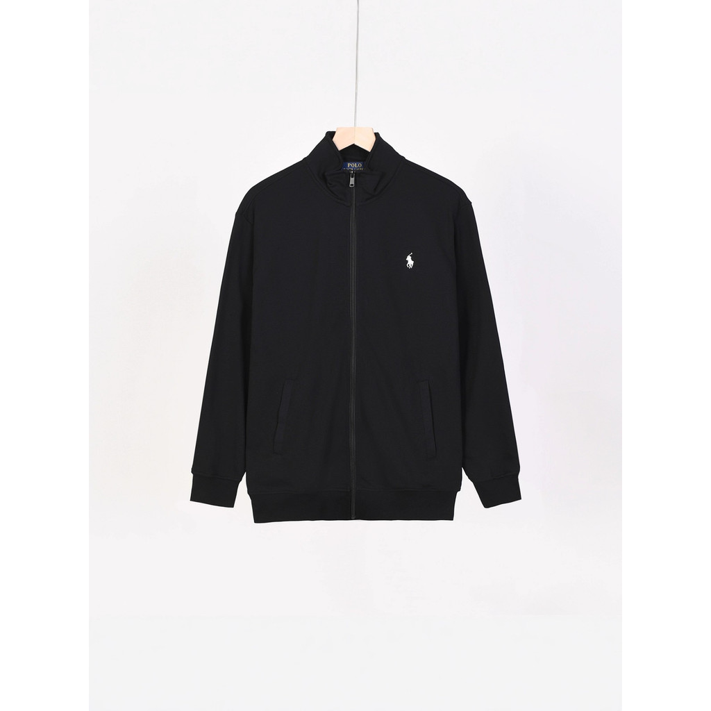 RL Pony Embroidery Stand Collar Zipper Sweatshirt Jacket Old Money Style Classic Lazy Loose Couple S