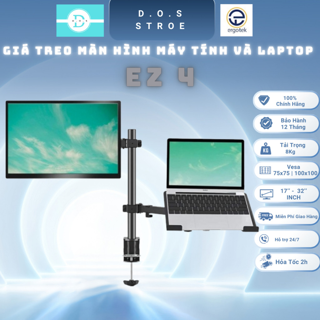 [EZ4] [ErgoTek] Giá Treo Màn Hình Máy Tính và LapTop [17" - 27" Inch] Monitor ARM