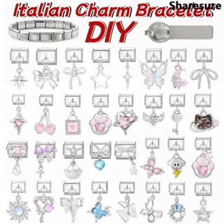 Nơ Hoa Hồng Ngôi Sao Tình Yêu Ý Quyến Rũ Vòng Tay Phù Hợp Với 9 Mm Thép Không Gỉ Vòng Tay DIY Trang Sức Làm Phụ Kiện Retro Cá Tính Mô Đun Vòng Tay Phụ Kiện