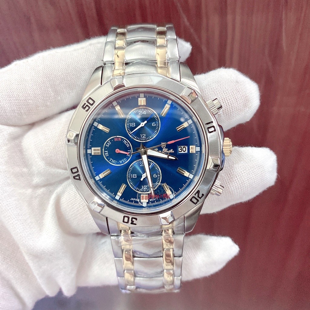 [HCM]Đồng hồ nam dây kim loại 0asis Paclfier vỏ vàng dây demi size 42mm Đồng hồ nam 6 kim Đồng hồ na