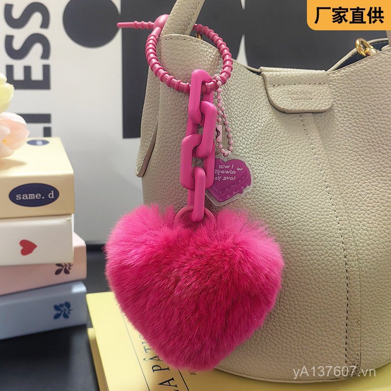 Móc Khóa Mặt Dây Chuyền Rex Thỏ Lông Tình Yêu Dây Chuyền Sáng Tạo Cặp Đôi Thật Dễ Thương Mặt Dây Chu