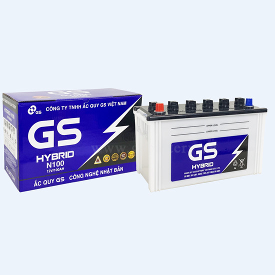 Bình ắc quy 12V 100Ah GS Hybrid N100 dùng cho xe Hyundai, KIA - Bảo hành toàn quốc