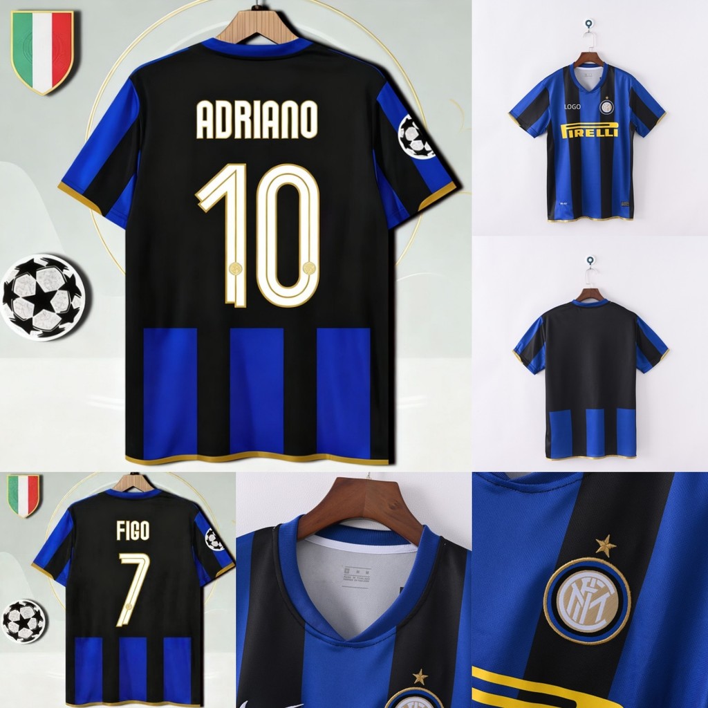 Phiên bản Retro 2008 / 09 Áo bóng đá sân khách Inter Milan Áo thun nam tay ngắn