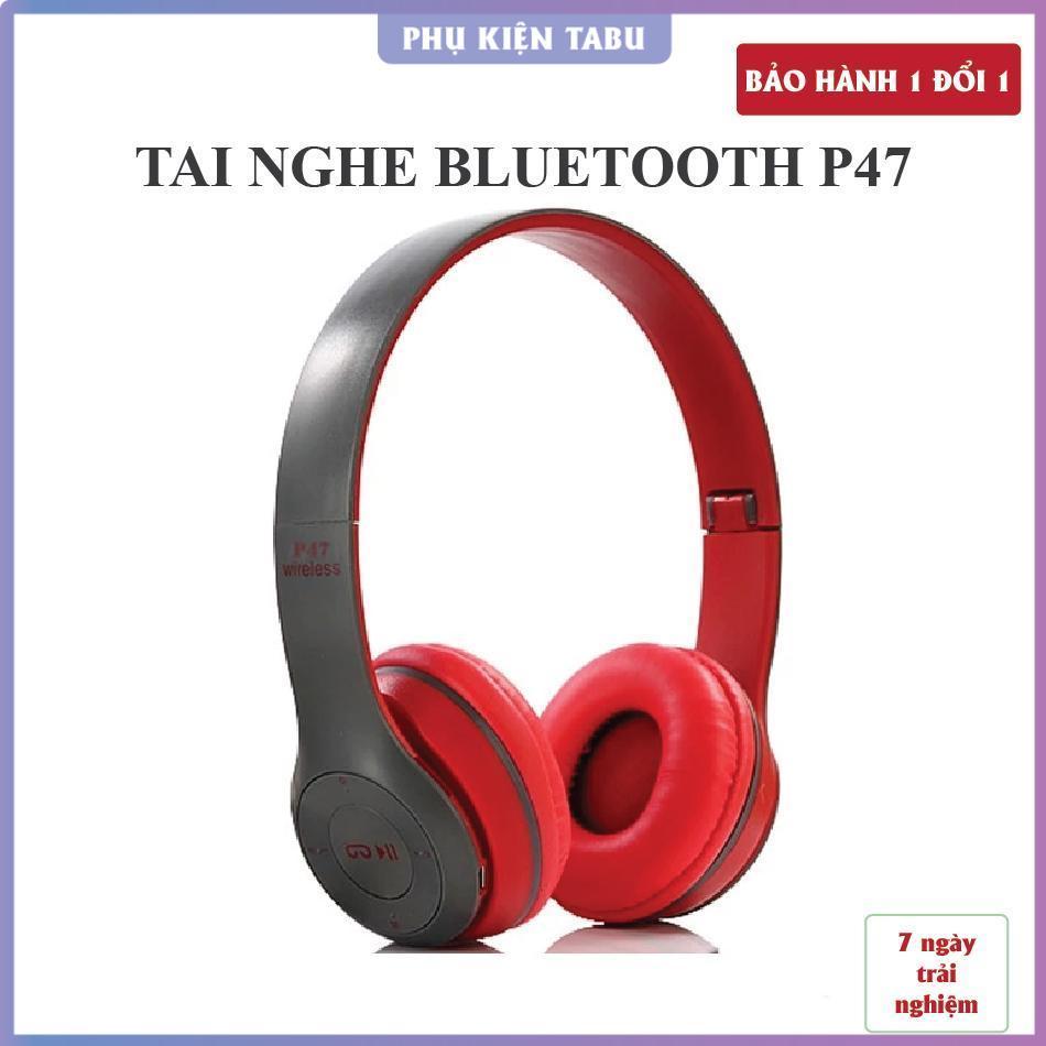 Tai Nghe Chụp Tai Bluetooth P47, Tai Không Dây Thẻ Nhớ, Có Mic, Âm Bass Cực Chất, Nghe Nhạc Cực Hay 